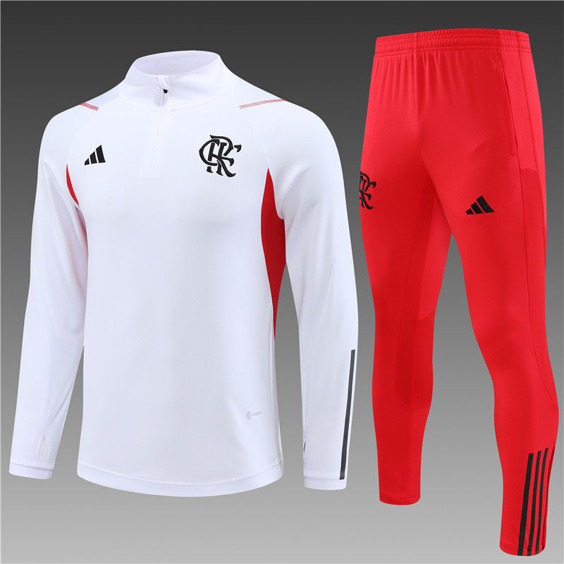 Fato de Treino de Viagem Flamengo Vermelho- Branco 23/24 Masculino - Camisola de frio Flamengo