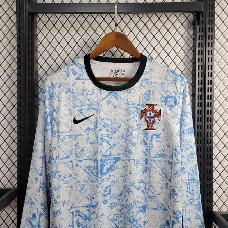 Camisola Portugal azul manga longa Away Euro 2024