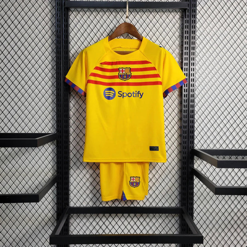 Barcelona 2023/24 Away Yellow Kids Set