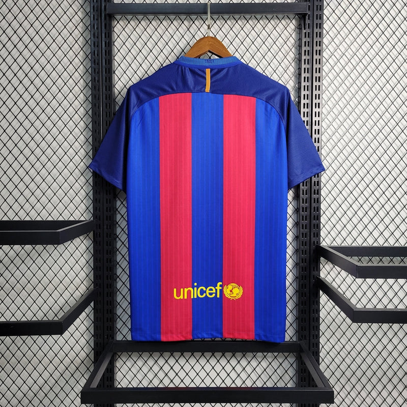 Camisa Barcelona Home Retrô 16/17 - Vermelha e Azul