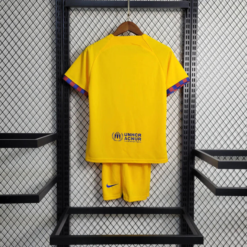 Barcelona 2023/24 Away Yellow Kids Set