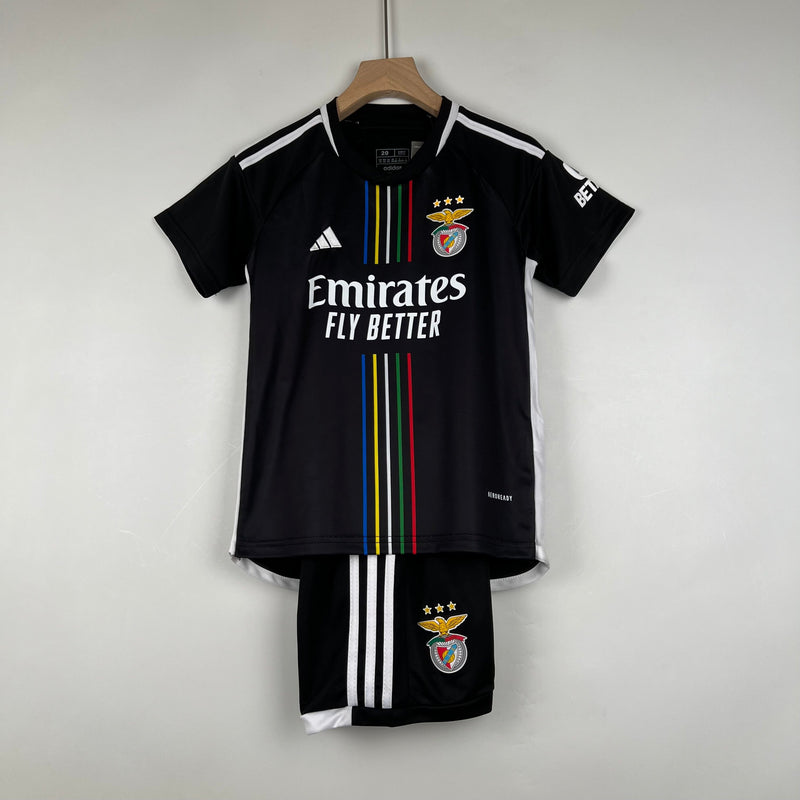 Conjunto infantil Benfica Preto 2023/24 Away (STOCK)