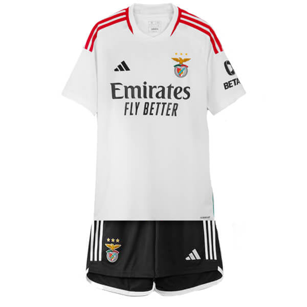 Conjunto infantil Benfica Branco 2023/24 Third - Calção preto (STOCK)