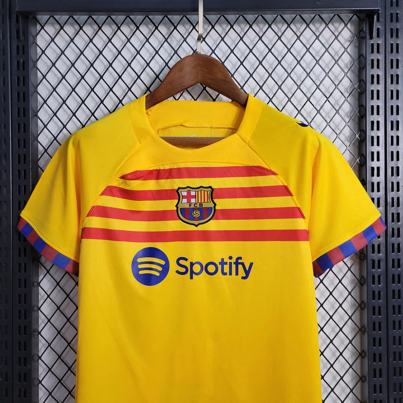 Barcelona 2023/24 Away Yellow Kids Set