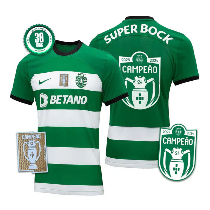 Camisola SCP Principal verde/branco  2023/24 - CAMPEÃO NACIONAL 2023/24