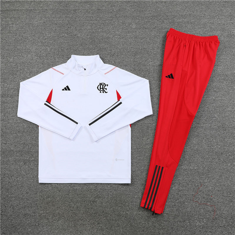 Fato de Treino de Viagem Flamengo Vermelho- Branco 23/24 Masculino - Camisola de frio Flamengo