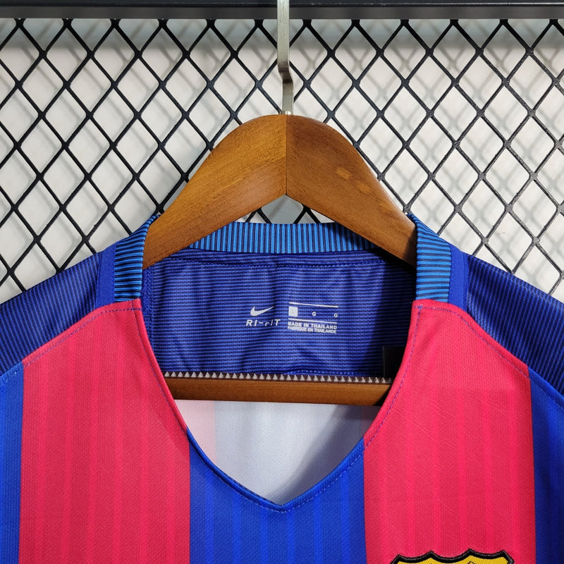 Camisa Barcelona Home Retrô 16/17 - Vermelha e Azul