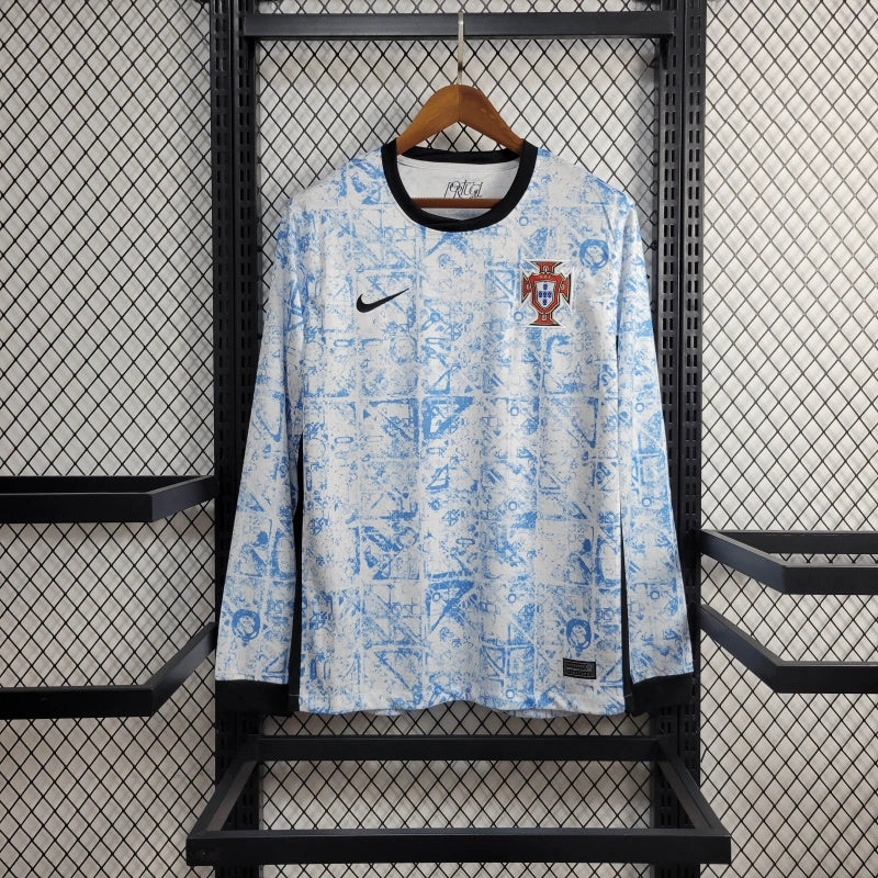 Camisola Portugal azul manga longa Away Euro 2024