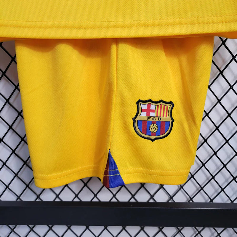 Barcelona 2023/24 Away Yellow Kids Set